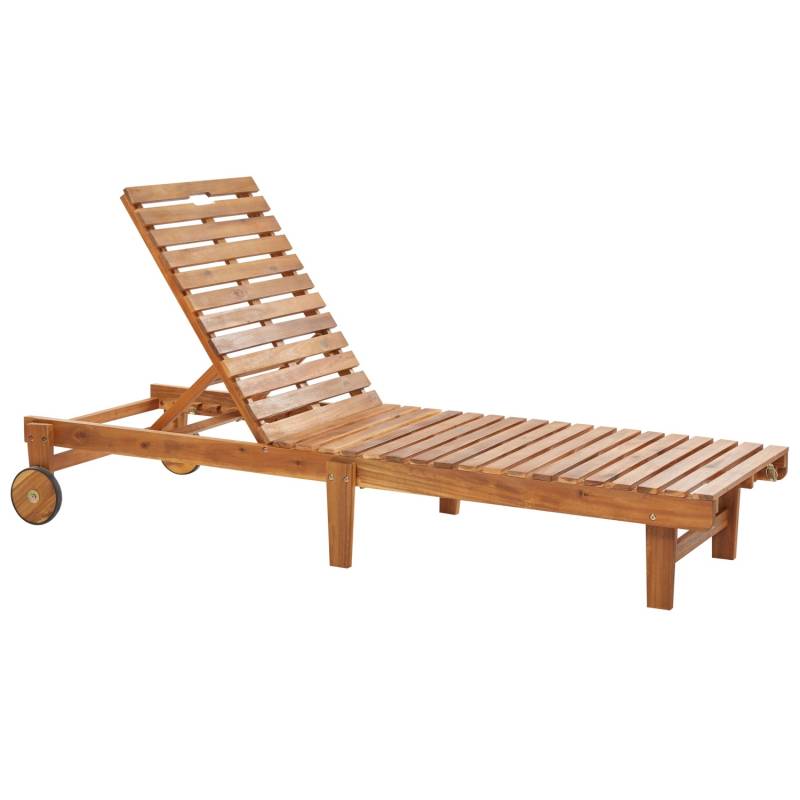 Beliani Gartenliege Heller Holzfarbton Weiss 197x70x67 von BELIANI