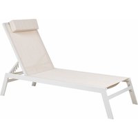 Beliani - Gartenliege Beige Aluminium mit Stoffbespannung Kissen Verstellbares Kopfteil Modern Terrasse Ausstattung Relaxliege Sonnenliege Liegestuhl von BELIANI