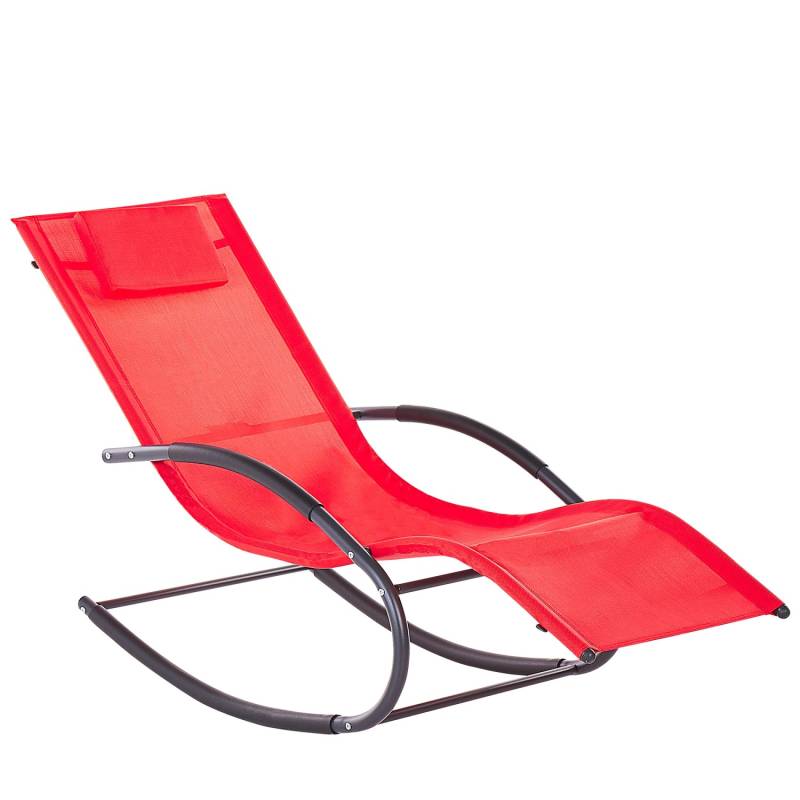 Beliani Gartenliege Rot Schwarz 155x60x90 von BELIANI