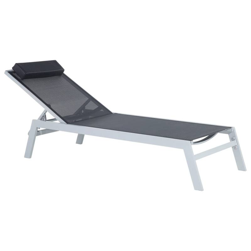 Beliani Gartenliege Schwarz Silber 155x66x103 von BELIANI