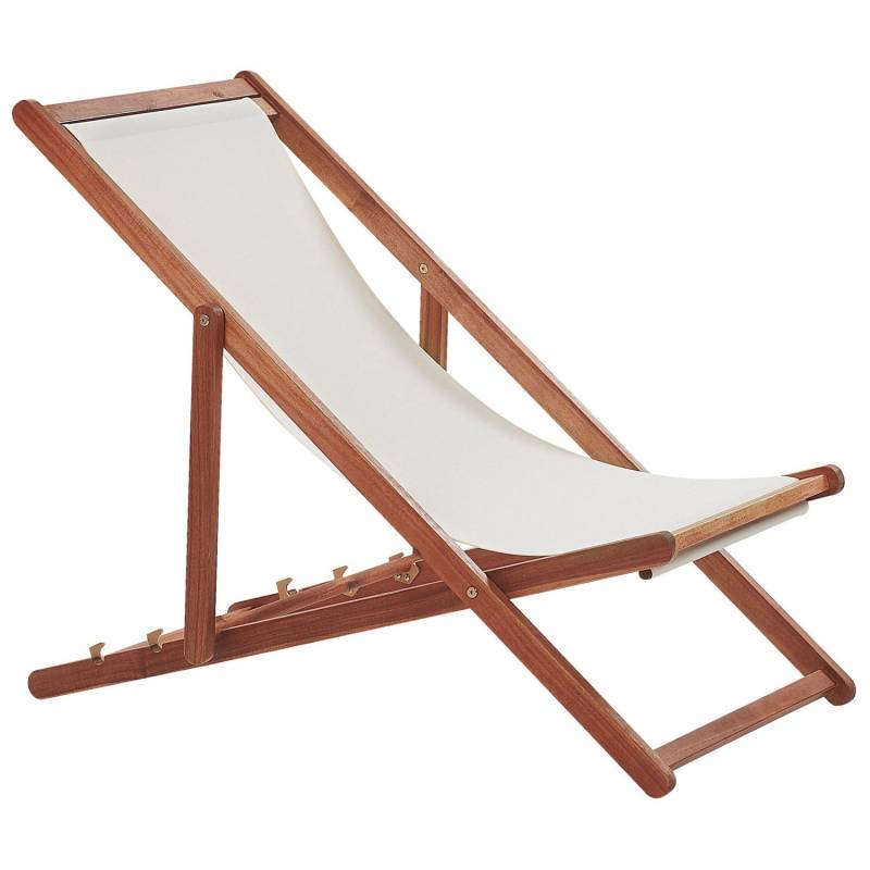 Beliani Gartenliege Weiss Dunkler Holzfarbton Bunt 97x54x70 von BELIANI