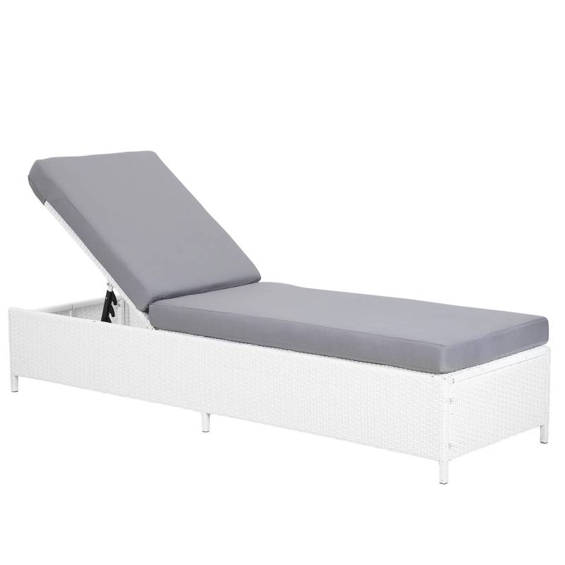 Beliani Gartenliege Weiss Grau 201x65x79 von BELIANI