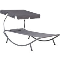 Gartenliege grau Stahl Textilene Sonnendach Terrasse Outdoor von BELIANI