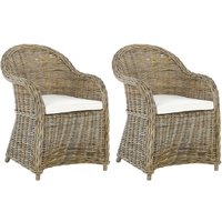 Gartensessel 2er Set Natürlich Rattan mit hoher Rückenlehne Auflage Cremeweiß Baumwolle Terrasse Balkon Außen Wohnzimmer Gartenzubehör Retro Gartensessel 2er Set Natürlich Rattan mit hoher Rückenlehne Auflage Cremeweiß Baumwolle Terrasse Balkon Außen Wohnzimmer Gartenzubehör Retro von BELIANI