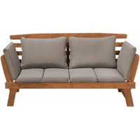 Gartensofa Hellbraun / Grau Eukalyptusholz verstellbare Armlehne inkl. Kissen Outdoor - Grau von BELIANI