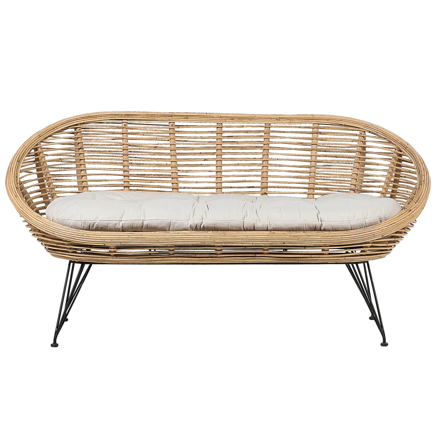 Beliani Gartensofa Naturfarben Schwarz Beige 64x165x87 Beliani Gartensofa Naturfarben Schwarz Beige 64x165x87 von BELIANI