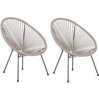 Beliani - Gartenstuhl 2er Set Hellgrau Polyrattan Spaghetti-Optik Modern Mexikanischer Stil Outdoor Balkon Terrasse Garten Möbel von BELIANI