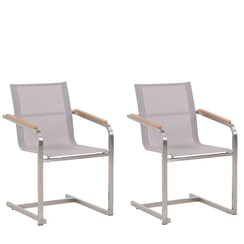Beliani Gartenstuhl Beige Silber 55x56x85 von BELIANI