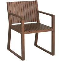 Beliani - Gartenstuhl Dunkelbraun Akazienholz mit Armlehnen Lamellen-Optik Holzkufen Rustikal Modern Holzstuhl Outdoor Außenbereich Terrasse Balkon von BELIANI