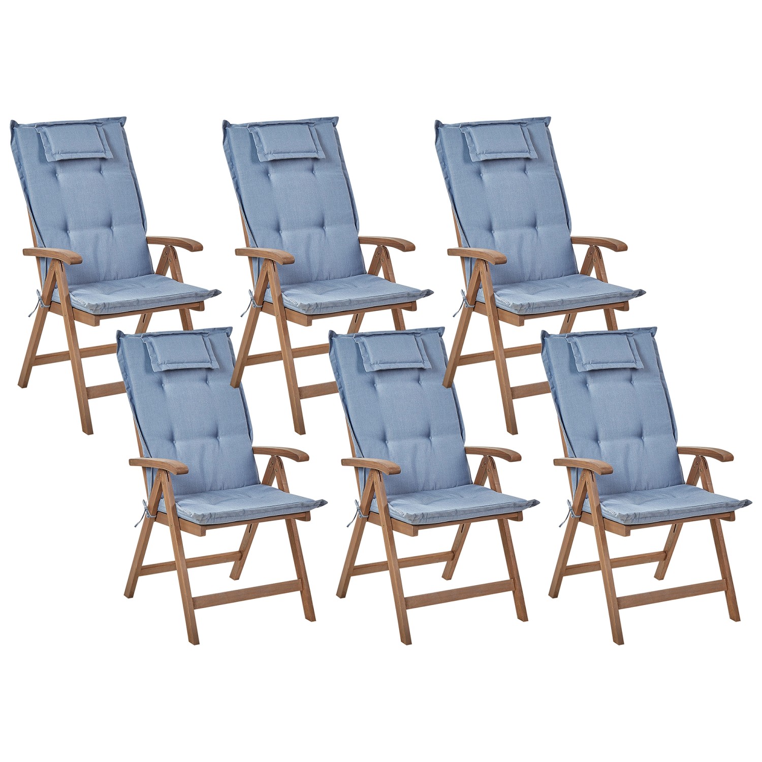 Beliani Gartenstuhl Dunkler Holzfarbton Blau 69x54x105 Beliani Gartenstuhl Dunkler Holzfarbton Blau 69x54x105 von BELIANI