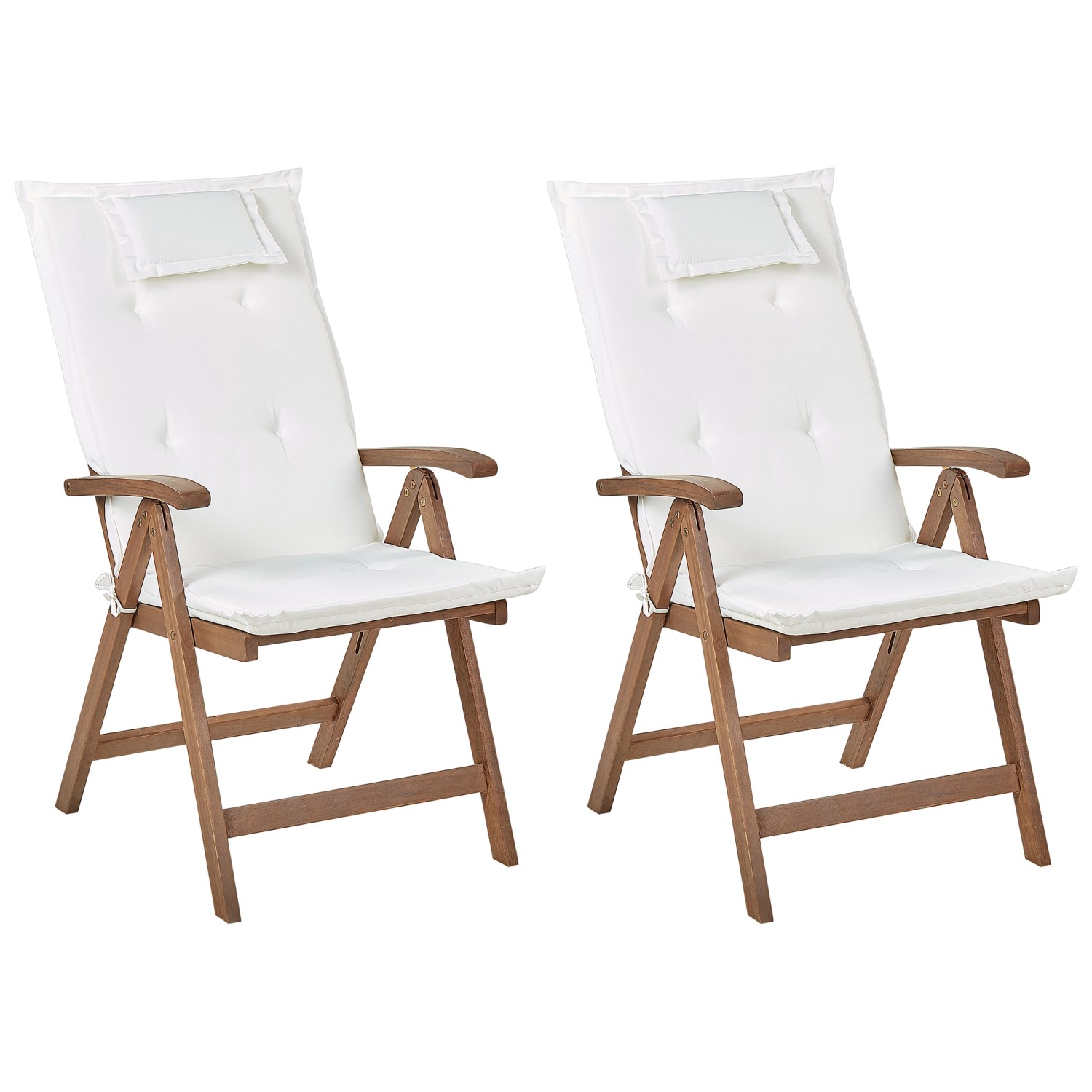 Beliani Gartenstuhl Dunkler Holzfarbton Weiss 69x54x105 Beliani Gartenstuhl Dunkler Holzfarbton Weiss 69x54x105 von BELIANI