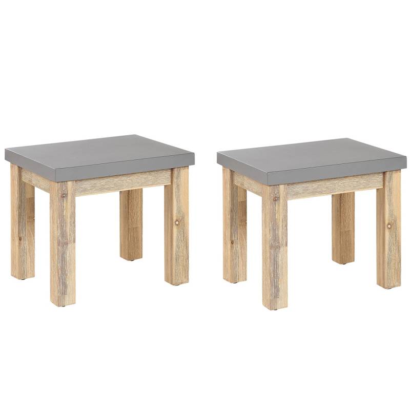 Beliani Gartenstuhl Grau Heller Holzfarbton 40x50x45 von BELIANI