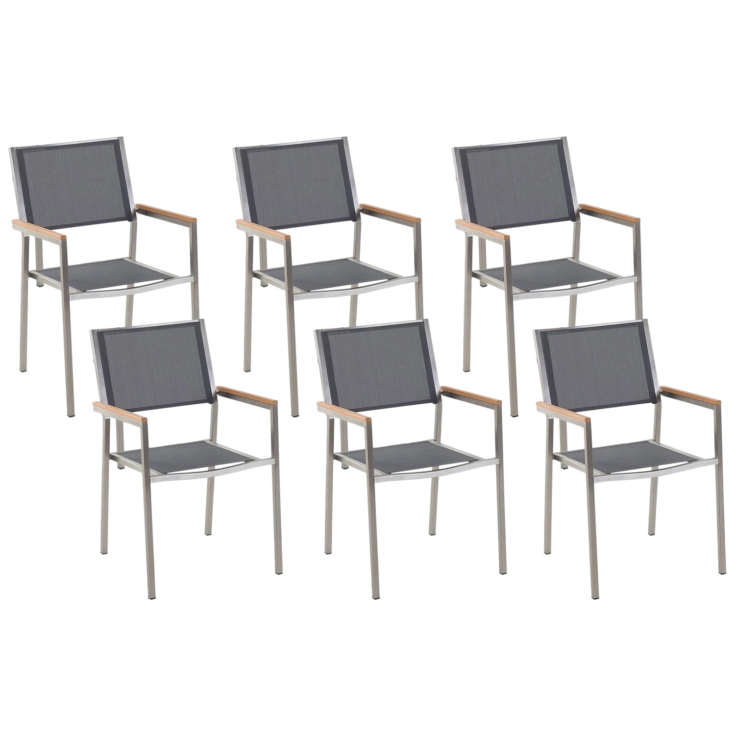 Beliani Gartenstuhl Grau Silber Heller Holzfarbton 58x55x87 Beliani Gartenstuhl Grau Silber Heller Holzfarbton 58x55x87 von BELIANI
