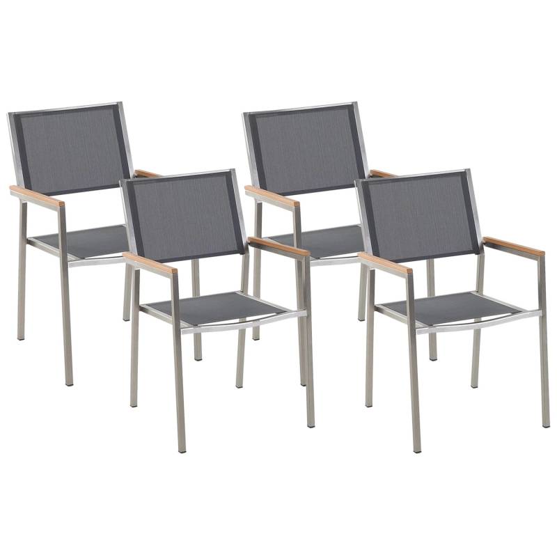Beliani Gartenstuhl Grau Silber Heller Holzfarbton 58x55x87 von BELIANI