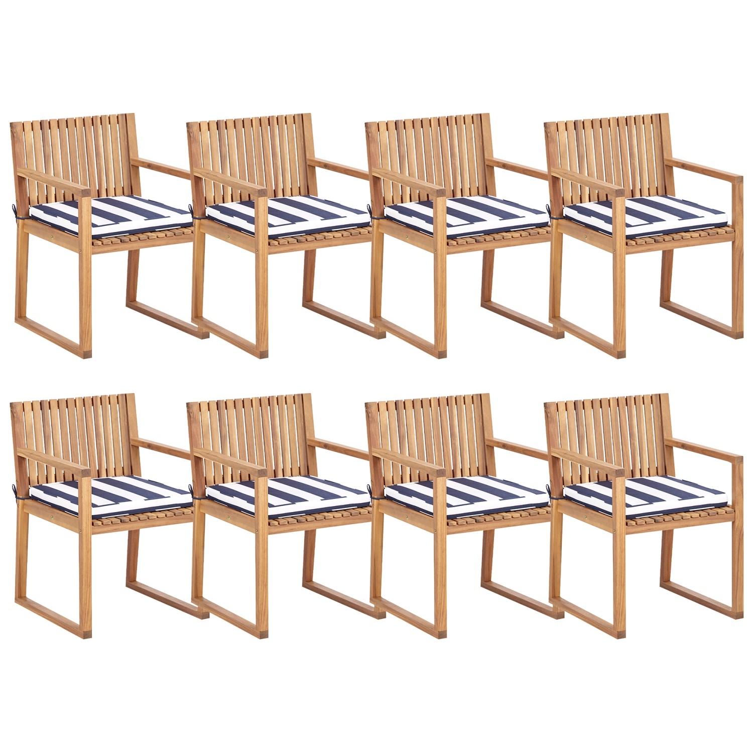 Beliani Gartenstuhl Heller Holzfarbton Blau Weiss 59x54x80 Beliani Gartenstuhl Heller Holzfarbton Blau Weiss 59x54x80 von BELIANI