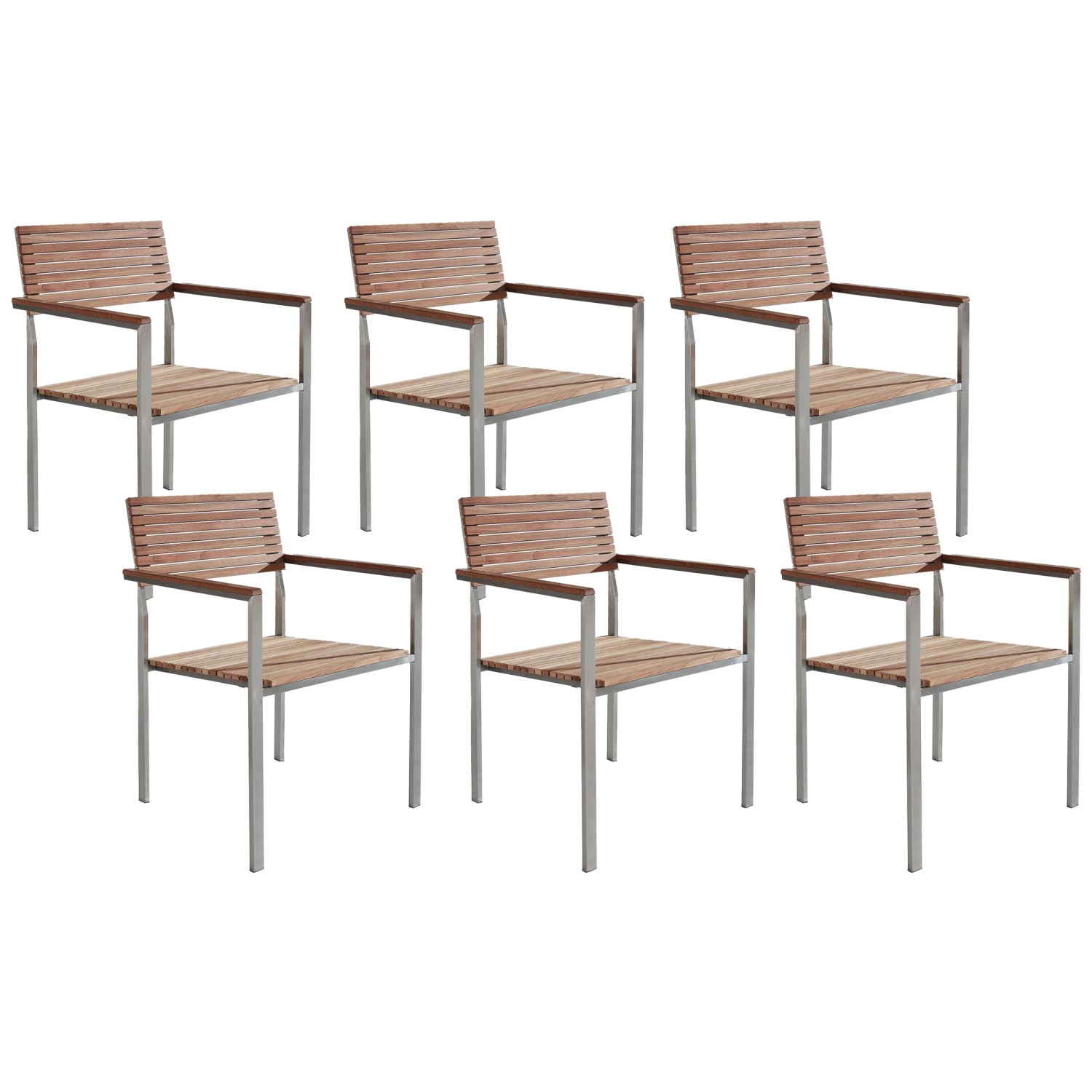 Beliani Gartenstuhl Heller Holzfarbton Silber 53x56x86 Beliani Gartenstuhl Heller Holzfarbton Silber 53x56x86 von BELIANI