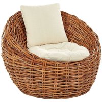 Beliani - Gartenstuhl Natur Rattangeflecht mit Polyester Kissen modernes Design Outdoor Lounging Möbel von BELIANI