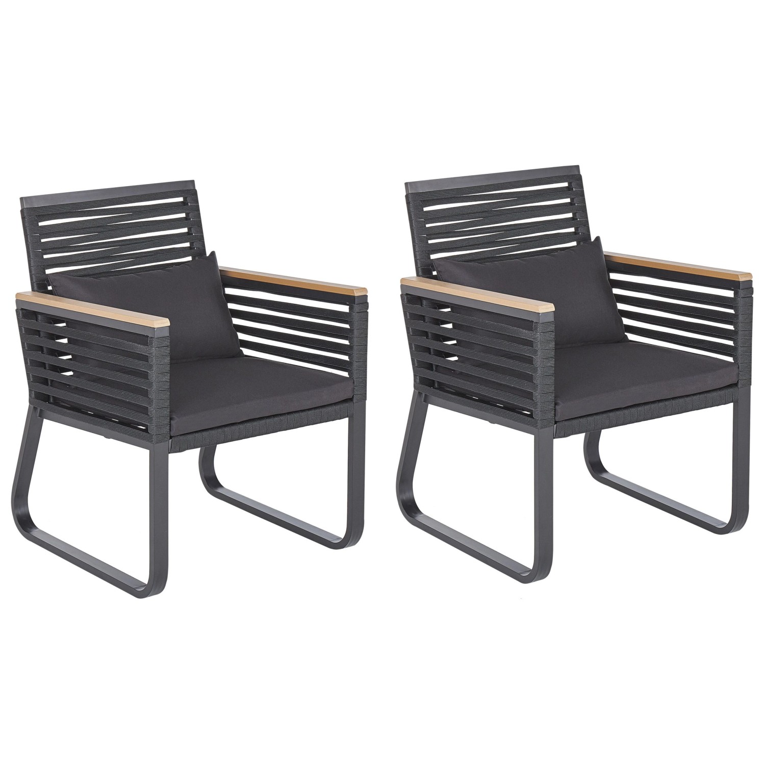 Beliani Gartenstuhl Schwarz Heller Holzfarbton 65x60x83 Beliani Gartenstuhl Schwarz Heller Holzfarbton 65x60x83 von BELIANI