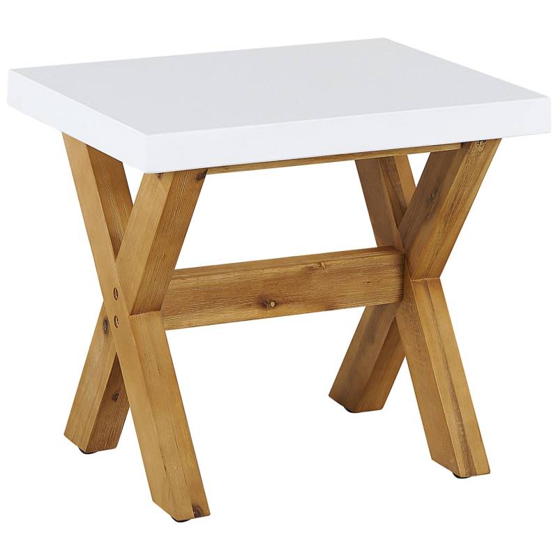 Beliani Gartenstuhl Weiss Heller Holzfarbton 40x51x45 von BELIANI