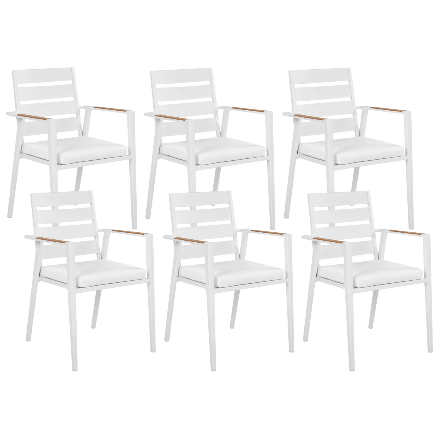 Beliani Gartenstuhl Weiss Heller Holzfarbton 58x54x86 Beliani Gartenstuhl Weiss Heller Holzfarbton 58x54x86 von BELIANI