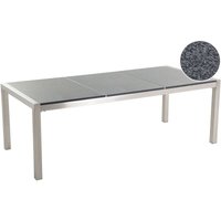 Beliani - Gartentisch Grau/Silber Granit Edelstahl 220 x 100 cm Poliert Modern Outdoor von BELIANI