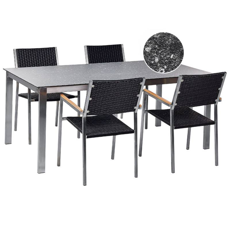 Beliani Gartentisch Set COSOLETO/GROSSETO Schwarz Silber von BELIANI