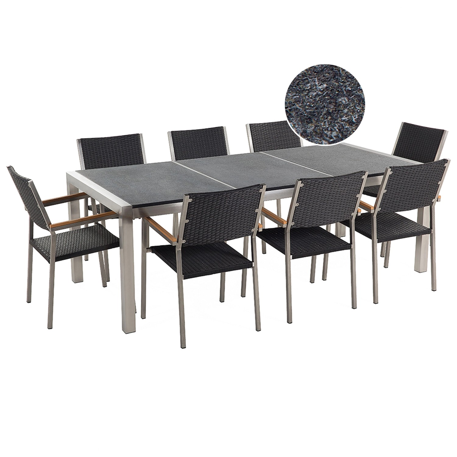Beliani Gartentisch Set GROSSETO Graphitgrau 100x220x88 Beliani Gartentisch Set GROSSETO Graphitgrau 100x220x88 von BELIANI