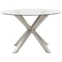 Gartentisch Transparent und Silber Edelstahl ⌀ 120 cm für 4 Personen Glasplatte Rund X-Beine Outdoor Terrasse Balkon Möbel Garten Ausstattung Gartentisch Transparent und Silber Edelstahl ⌀ 120 cm für 4 Personen Glasplatte Rund X-Beine Outdoor Terrasse Balkon Möbel Garten Ausstattung von BELIANI