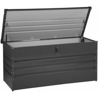 Gartentruhe Graphitgrau Metall 400 l 132 x 62 cm Wasserdicht Abschließbar mit Deckel Garten Aufbewahrungsbox Gartenbox Kissenbox Auflagenbox von BELIANI
