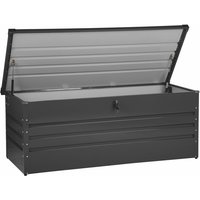 Gartentruhe Graphitgrau Metall 600 l 165 x 70 cm Wasserdicht Abschließbar mit Deckel Garten Aufbewahrungsbox Gartenbox Kissenbox Auflagenbox von BELIANI