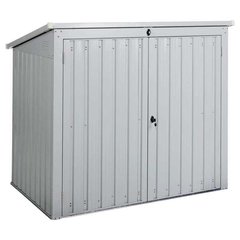 Beliani Gerätehaus mit Holzunterstand MOENA Hellgrau 96x158x134 von BELIANI