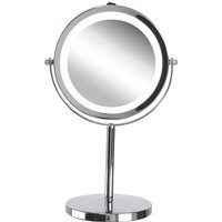 Kosmetikspiegel Silber dia. 20 cm Metall mit led Beleuchtung Vergrößerung Rund Glamour Modern für Badezimmer für Schminktisch - Silber von BELIANI