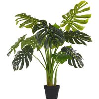 Beliani - Kunstpflanze Grün und Schwarz Monstera Form Kunststoff 113 cm Dekoration Wohnzimmer Indoor - Schwarz von BELIANI