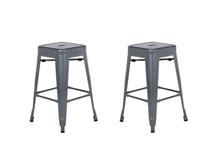 Beliani HOCKER, Grau, Metall, 1-Sitzer, 40x60x40 cm, Esszimmer, Barmöbel, Barhocker von BELIANI