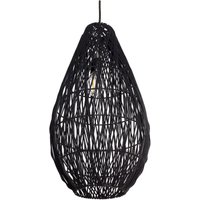 Hängelampe Schwarz Baumwollseil Käfigschirm Japandi Naturstil von BELIANI