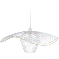 Beliani - Hängelampe Weiß u. Beige aus Rattan Boho Stil Modern Hängeleuchte für Esstisch Esszimmer Wohnzimmer Schlafzimmer von BELIANI