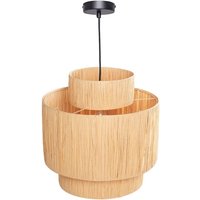 Hängeleuchte Naturfarben Raphia-Papier mit Rundem Schirm Trommelform Wasserfall-Optik Langes Kabel Boho für Esstisch Wohnzimmer Flur Wohnküche von BELIANI
