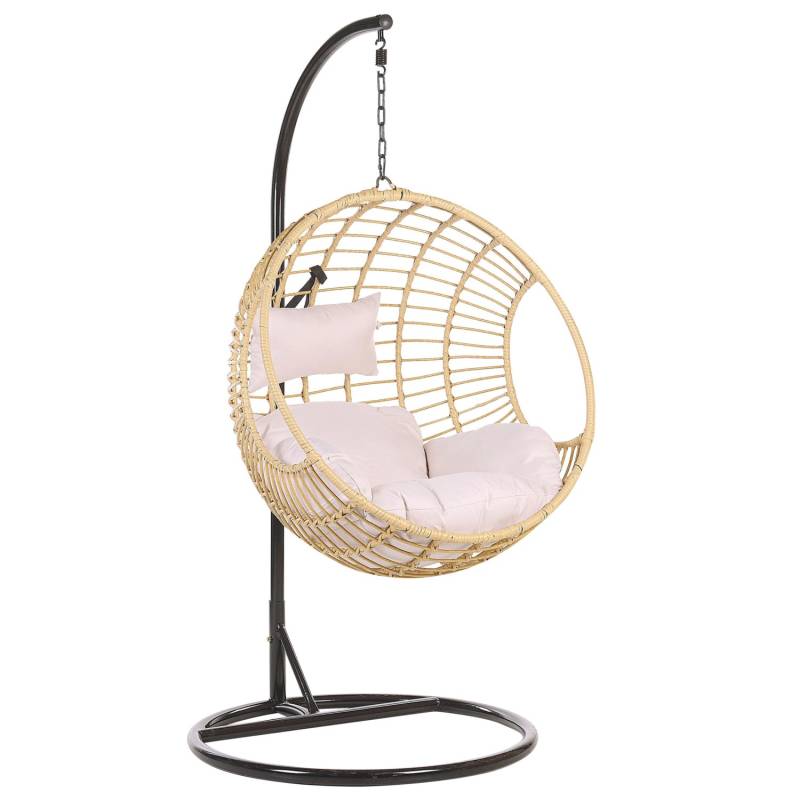 Beliani Hängesessel Naturfarben Beige Schwarz 97x99x199 von BELIANI