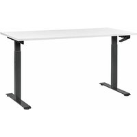 Beliani - Schreibtisch Weiß & Schwarz Melamin 160x72cm Manuell Höhenverstellbar Rechteckig mit Kurbel Metallgestell Modern Büro Steh-Sitz-Tisch von BELIANI