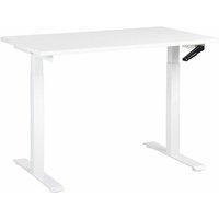 Beliani - Schreibtisch Weiß Melamin 120x72 cm Manuell Höhenverstellbar Rechteckig mit Kurbel Metallgestell Flexibel Modern Büro Steh-Sitz-Tisch von BELIANI