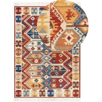 Beliani - Kelim-Teppich Mehrfarbig Wolle und Baumwolle 200 x 300 cm mit Fransen Abstraktem Muster Handgewebt Boho Fußbodenheizung Geeignet von BELIANI