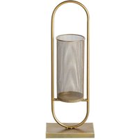 Beliani - Kerzenständer Gold Eisen 53 cm Oval Windlicht mit Metallzylinder Lochmuster Handgefertigt Glamourös Tischdeko Accessoire Deko Haushalt & von BELIANI