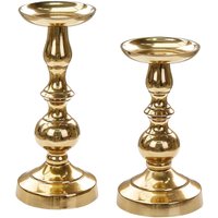 Beliani - Kerzenständer 2er Set Gold aus Aluminium für Stumpenkerzen Glänzend Dekoration Deko - Gold von BELIANI