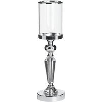 Kerzenständer Silber 12 x 41 cm Glas mit Metall Hohe Glasschale Klassisch von BELIANI