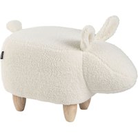 Kinderhocker Cremeweiß Stoffbezug Felloptik Hase Kaninchen mit Ohren Holzbeine Hocker für Kinder Hasenhocker Tierhocker Sitzhocker Kindermöbel von BELIANI