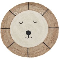Beliani - Kinderteppich Beige aus Jute Bärenmotiv Rund ⌀ 120 cm Boho Stil Deko Wohnaccessoires Teppich für Kinderzimmer Babyzimmer Spielzimmer von BELIANI