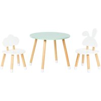 Beliani - Kindertisch mit 2 Stühle in Weiß und hellem Holz mit MDF-Beinkappen Stilvolles Kinderzimmer Jugendzimmer Beliani - Kindertisch mit 2 Stühle in Weiß und hellem Holz mit MDF-Beinkappen Stilvolles Kinderzimmer Jugendzimmer von BELIANI