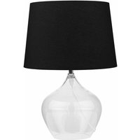 Tischlampe Transparent Glas 45 cm runder Stoffschirm Schwarz Vasenform Kabel mit Schalter Minimalistisches Design - Schwarz von BELIANI