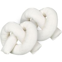 Dekokissen 2er Set Weiß Webpelz mit Füllung 172x14cm Teddy-Optik Bretzelform Knotenkissen Modern Wohnzimmer Schlafzimmer Ausstattung Sofakissen von BELIANI