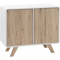 Kommode Weiß/heller Holzfarbton mdf Platte Kiefernholz 76 x 90 x 40 cm Modern Skandinavisches Design Viel Stauraum Wohnzimmer - Heller Holzfarbton von BELIANI